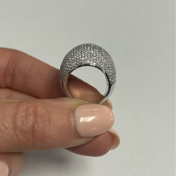 Suzy Levian Sterling Silver White CZ Pave Dome Ring NWT - Picture 3 of 6